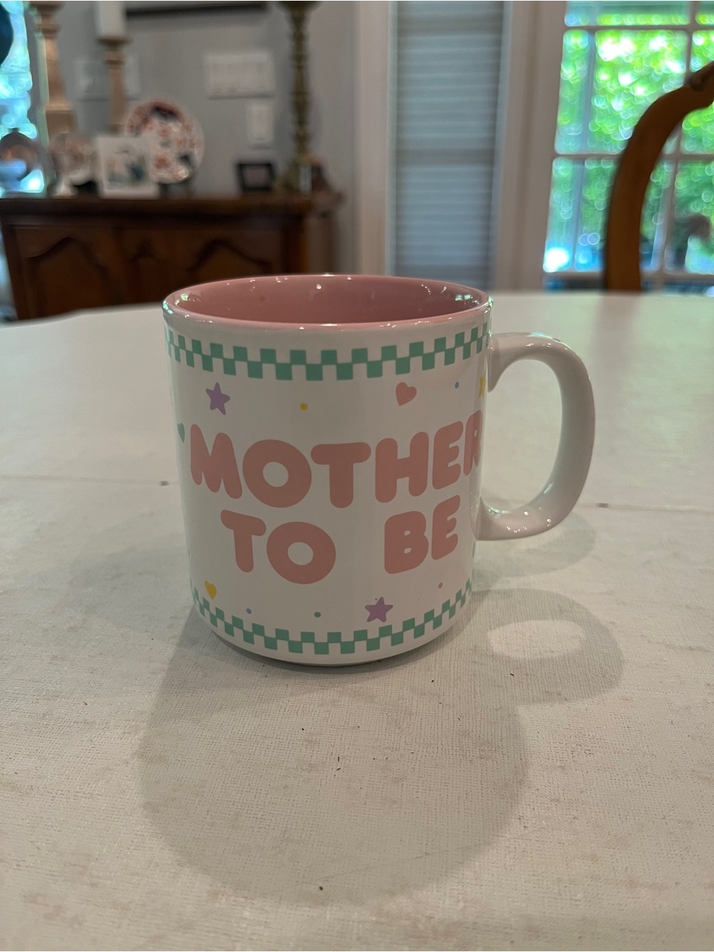 Vintage Russ puffy pink Mother To Be Ceramic Mug. So retro! Adorable!
